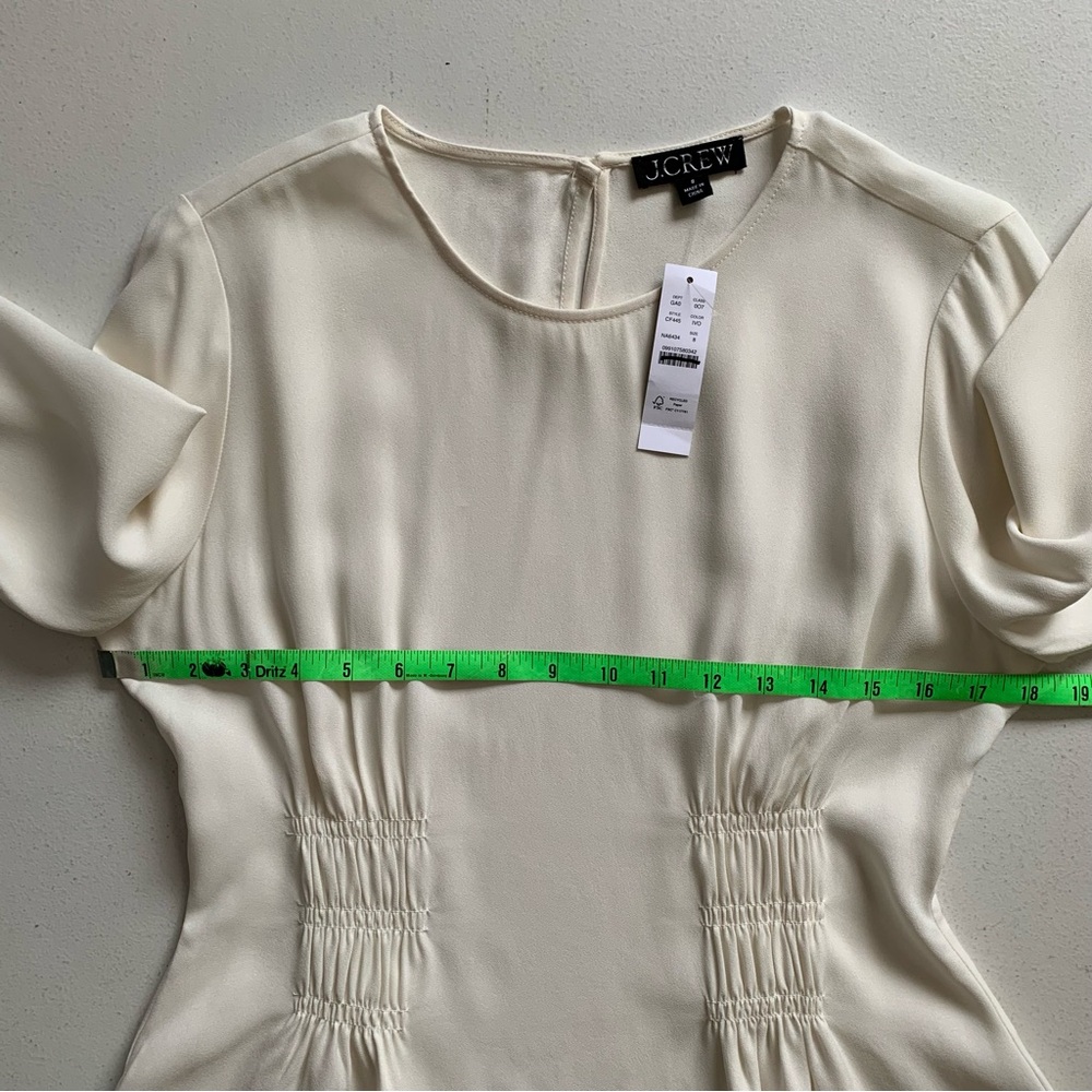 J Crew Size 8 Ivory Shirred Waist Blouse Top in Viscose Crepe Long Sleeve NWT - Picture 13 of 17